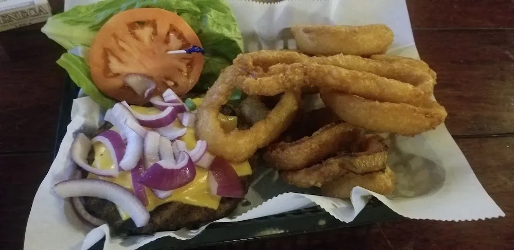 Burger and Onions Rings
