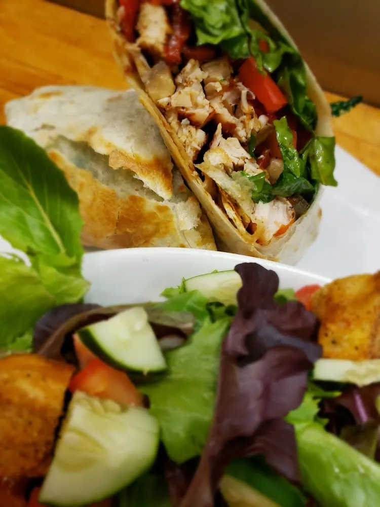 Grilled Chicken Wrap with a Side Salad